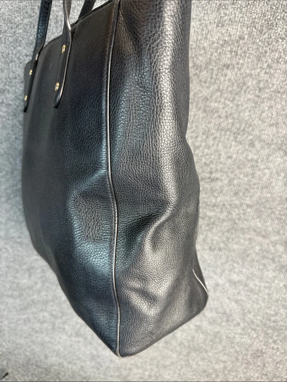 Coach Black Pebbled Soft Leather Turnlock Tote with Gold Hardware - Nice!